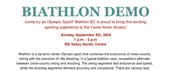 Biathlon Demo on Sunday Sept 8